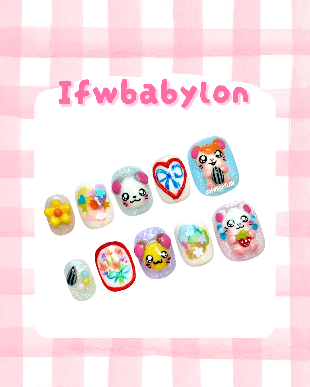 Hamtaro 3D Press On Nails