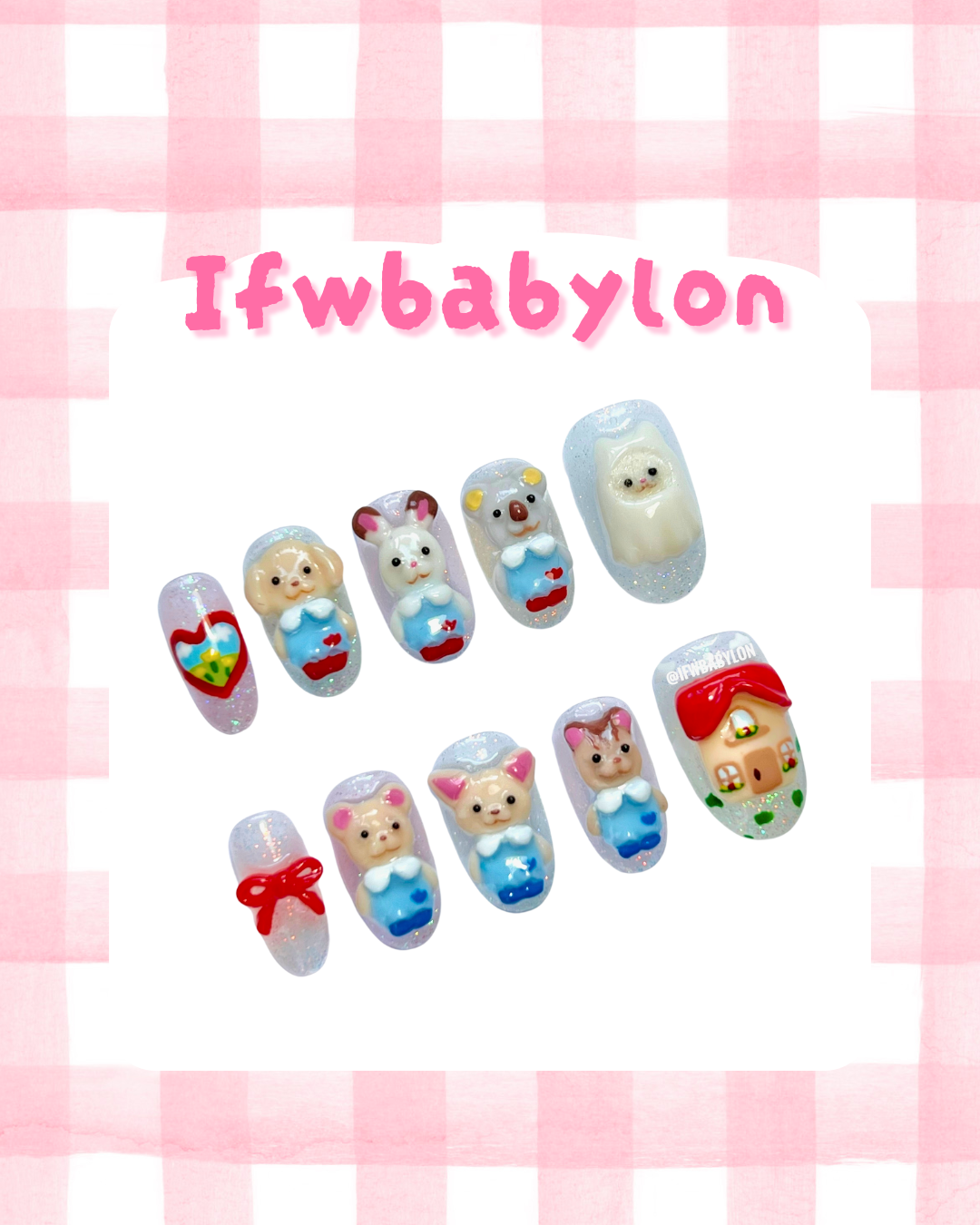 Sylvanian Family 3D Press On Nails