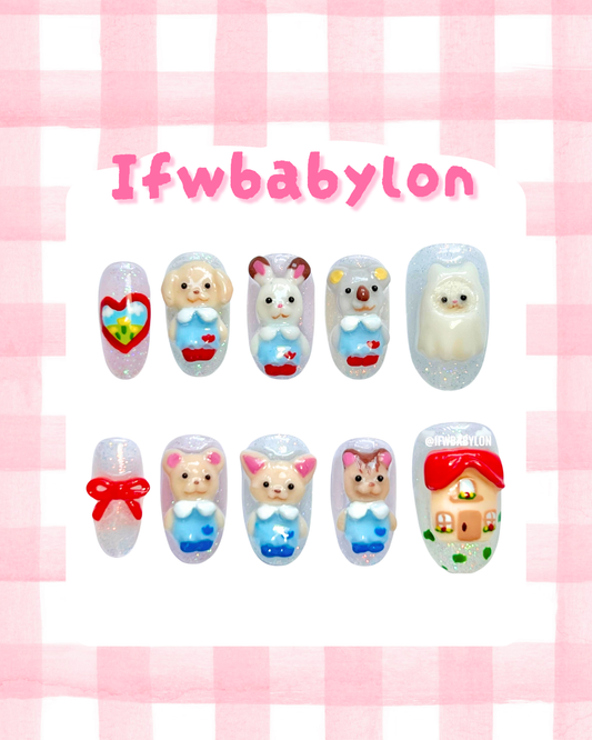 Sylvanian Family 3D Press On Nails